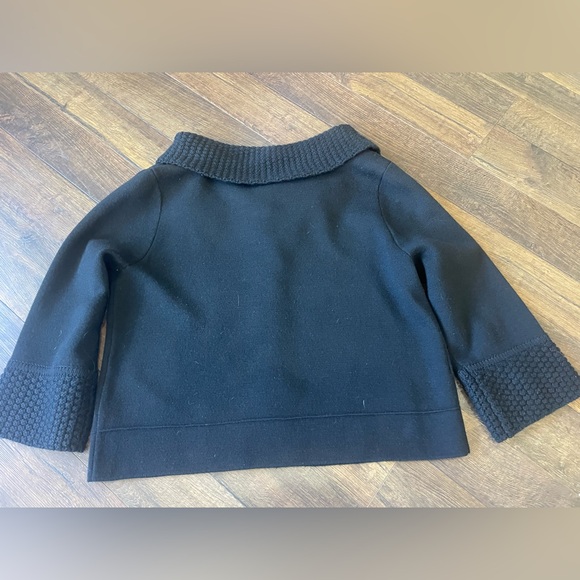 CAbi Jackie O Wool Blend Black Cropped Cardigan Sweater with Textured Collar - Picture 9 of 9